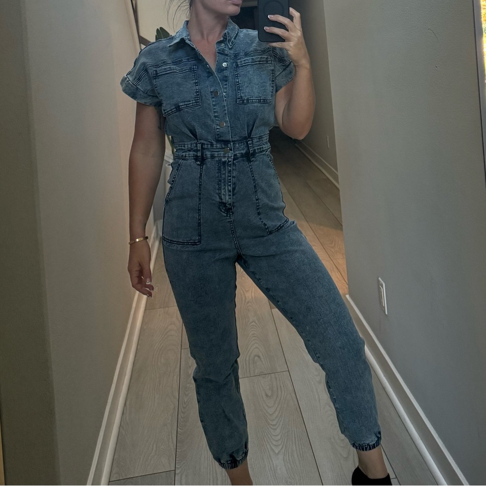 Fashion Nova Blue Denim Overalls